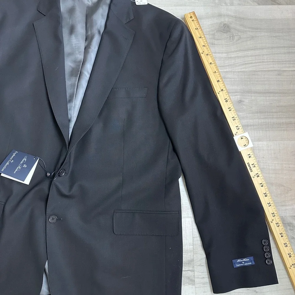Brooks Brothers Explorer Collection Black Merino‎ Wool Suit Jacket 48 L NEW $789